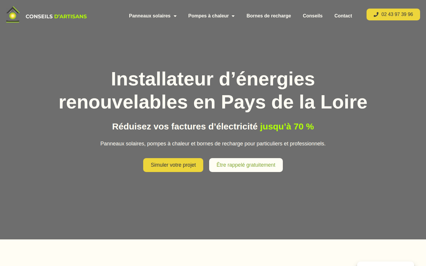 Aperçu réel du site Conseils d’Artisans