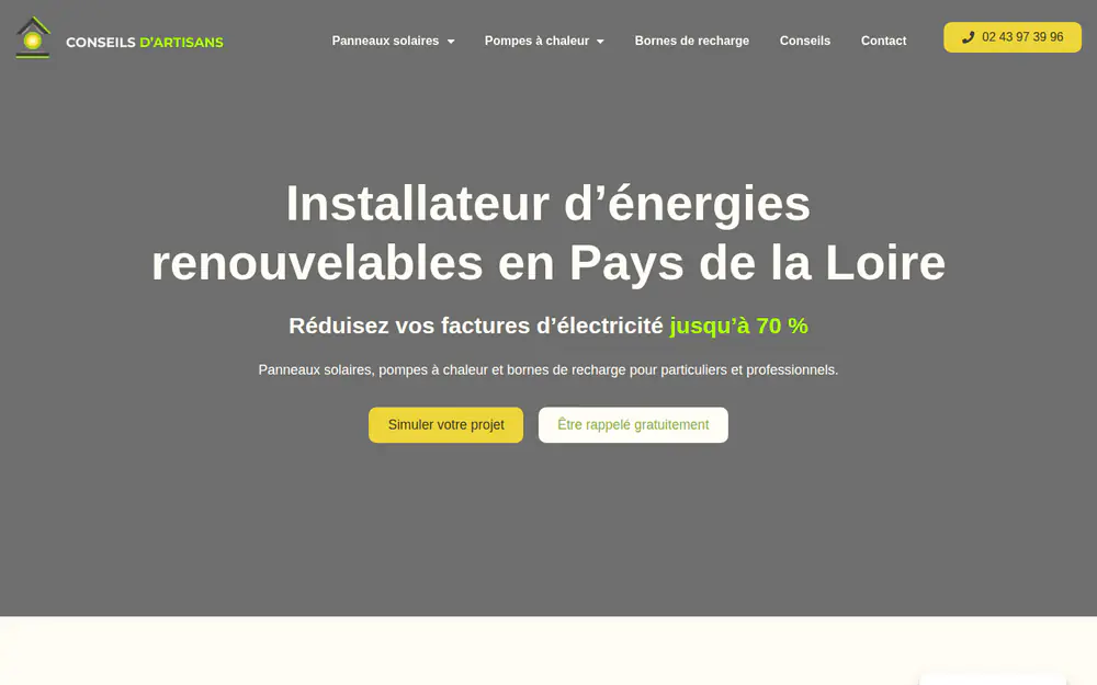 Capture du site Conseils d’Artisans